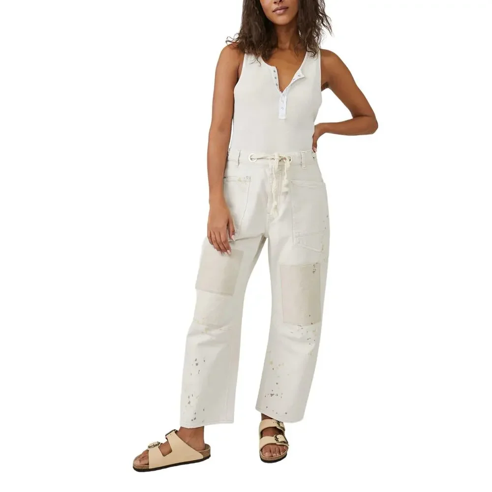 We The Free White Straight Leg Patch Pocket Pants - Picture 9 of 9